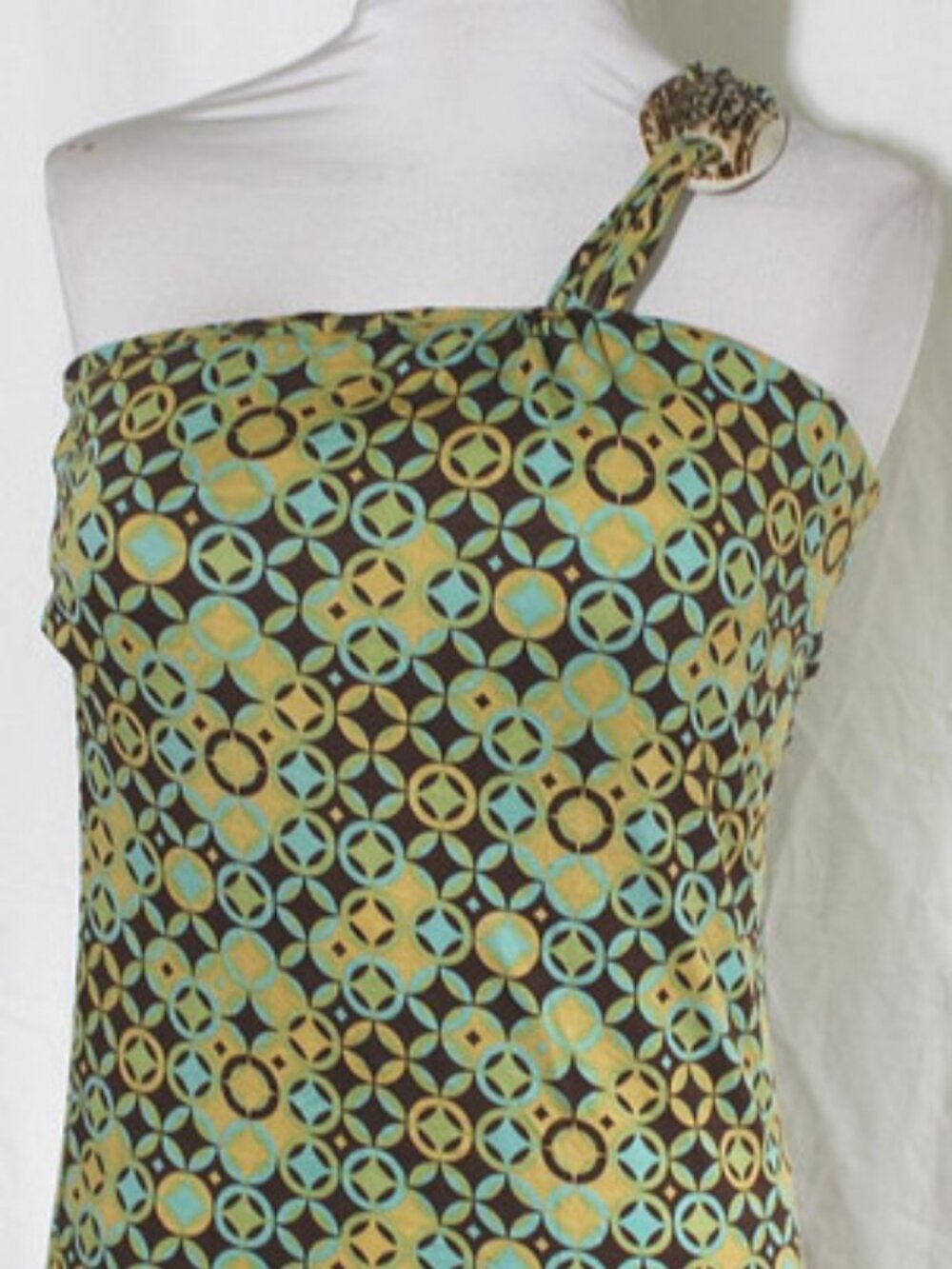 Forever Twenty One Tank One Shoulder Strap Mother of Pearl Button Top Medium